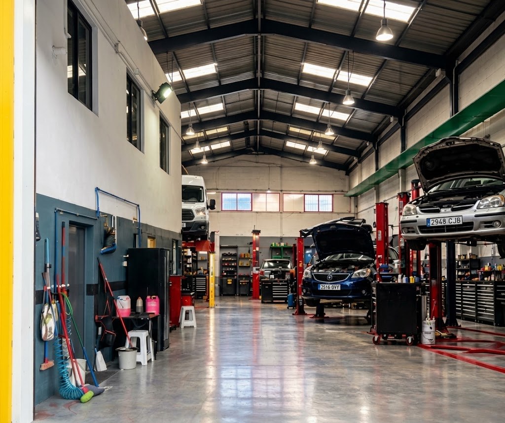 Interior del taller Máster Automotriz en Mutilva Baja, Pamplona